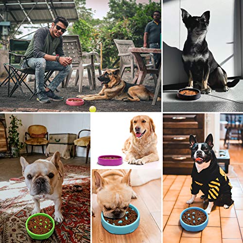 KASBAH Slow Feeder Dog Bowl, Anti-Gulping Maze Dog Food Bowl Bloat Stop Dog Food and Water Bowl Non-Toxic Pet Slower Food Feeding Dishes Anti-Choke Healthy Design Dog Bowl