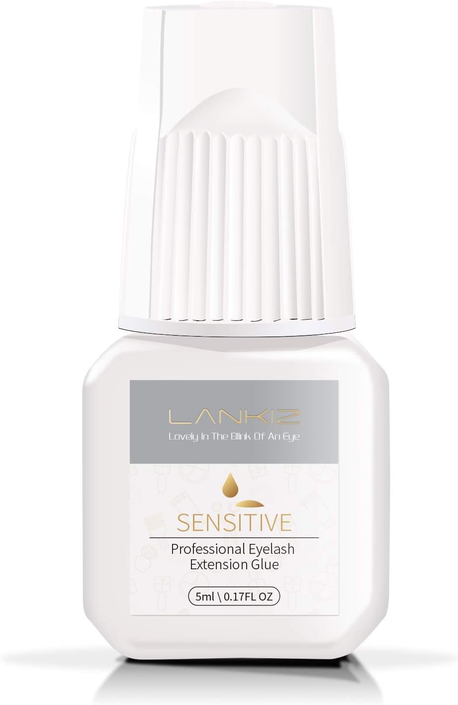 LANKIZ Eyelash Extension Glue - SENSITIVE Low Fume Lash Glue 5ml | 5 Sec Drying Time | Retention 5 weeks | Prefessional Use Only Black Adhesive for Individual Semi Permanent Eyelash Extensions Supplie