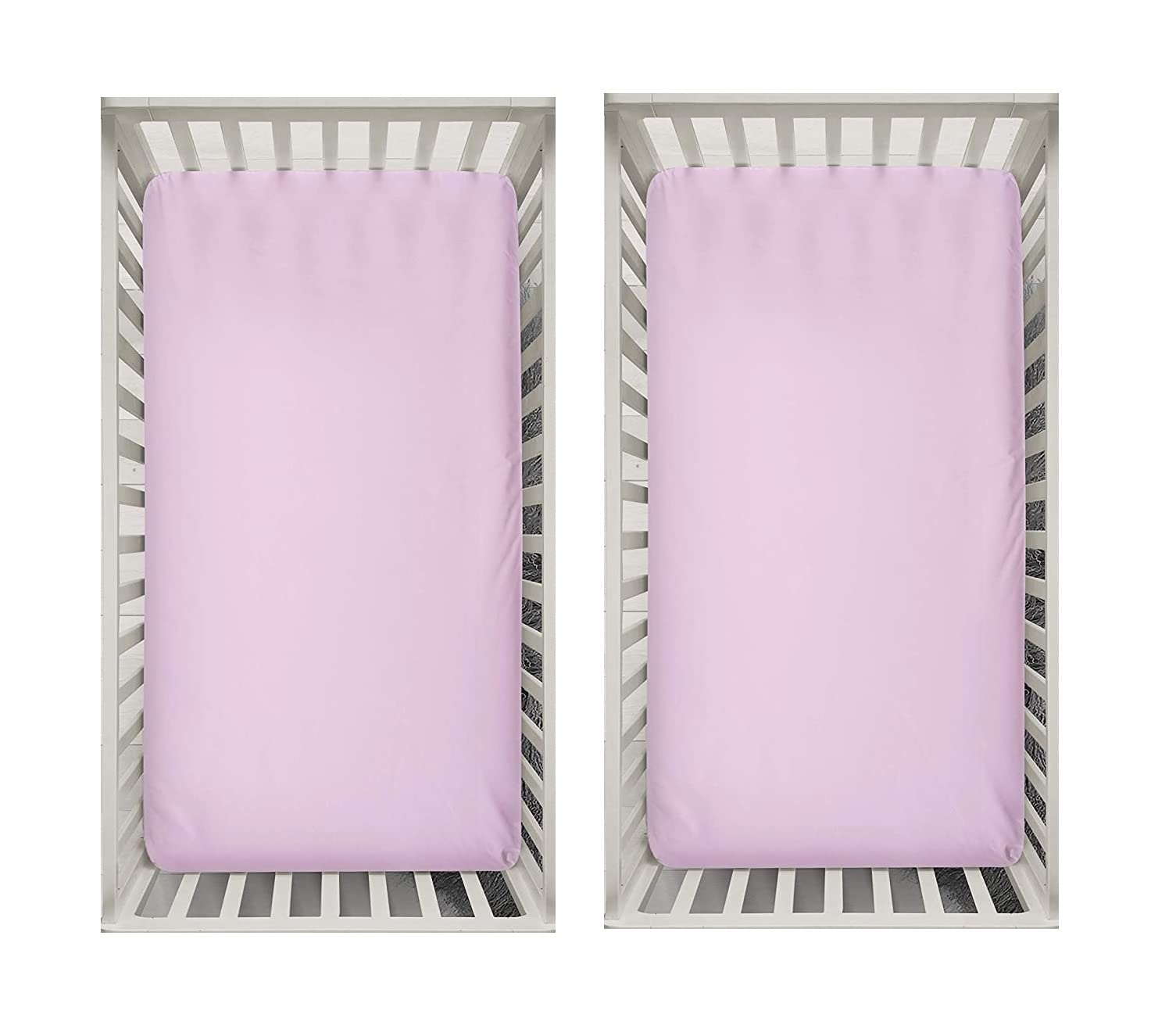 Dudu N Girlie Fitted Crib Sheets 51x85 Compatible with Chicco Next to Me | Soft Jersey Cotton Baby Bed Sheets | Hypoallergenic, Breathable & Easy Care (Pack of 2, Pink)