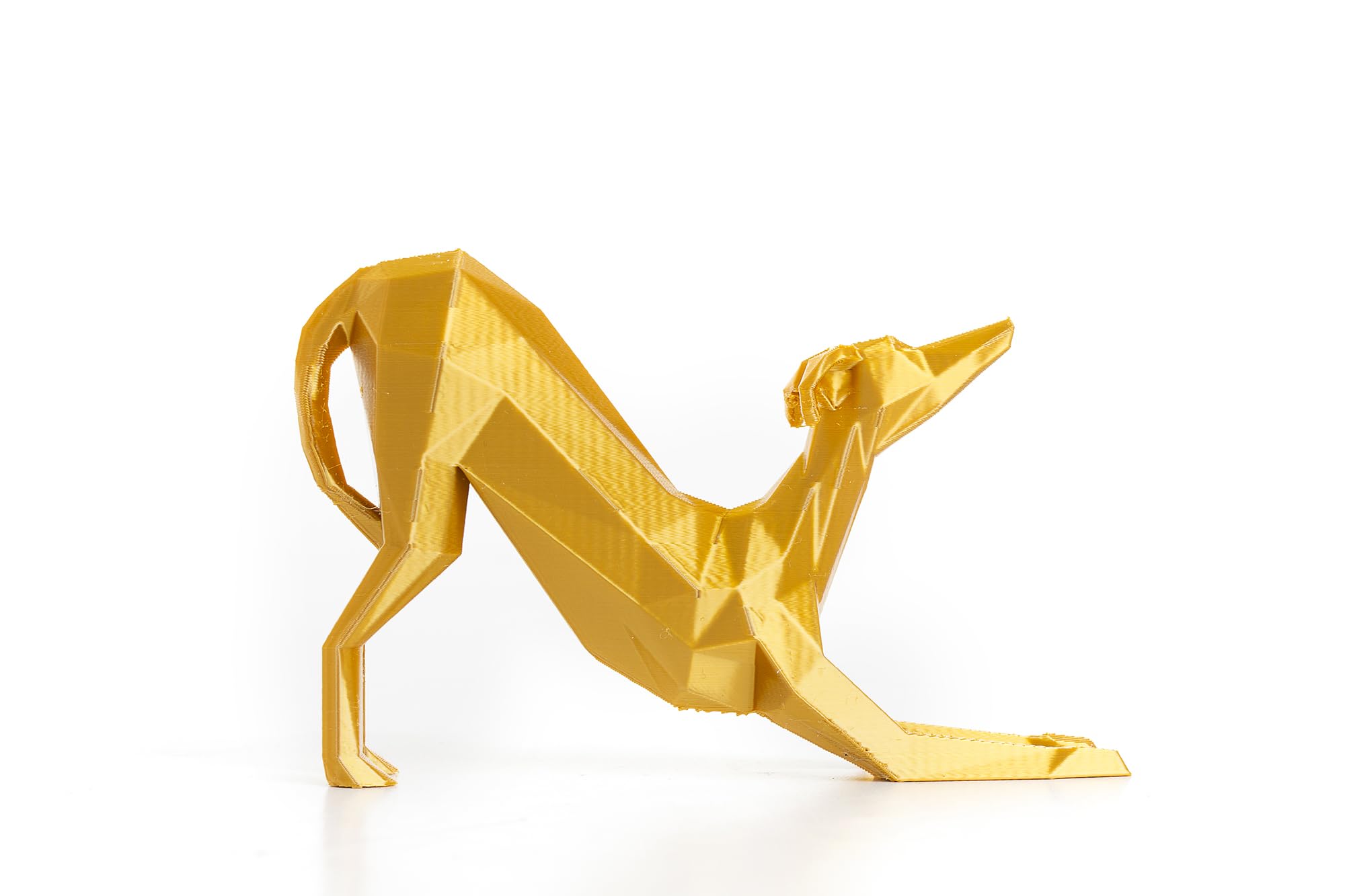 3D Printed Sighthound Sculpture - Whippet/Greyhound - Lightweight Ornament, (Mustard)