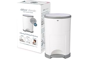Dekor Classic Hands-Free Diaper Pail, White