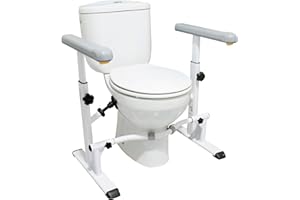 KMINA Toilet Safety Rails for Seniors, Adjustable Height and Width, Sturdy Toilet Handles, Bathroom Support Frame