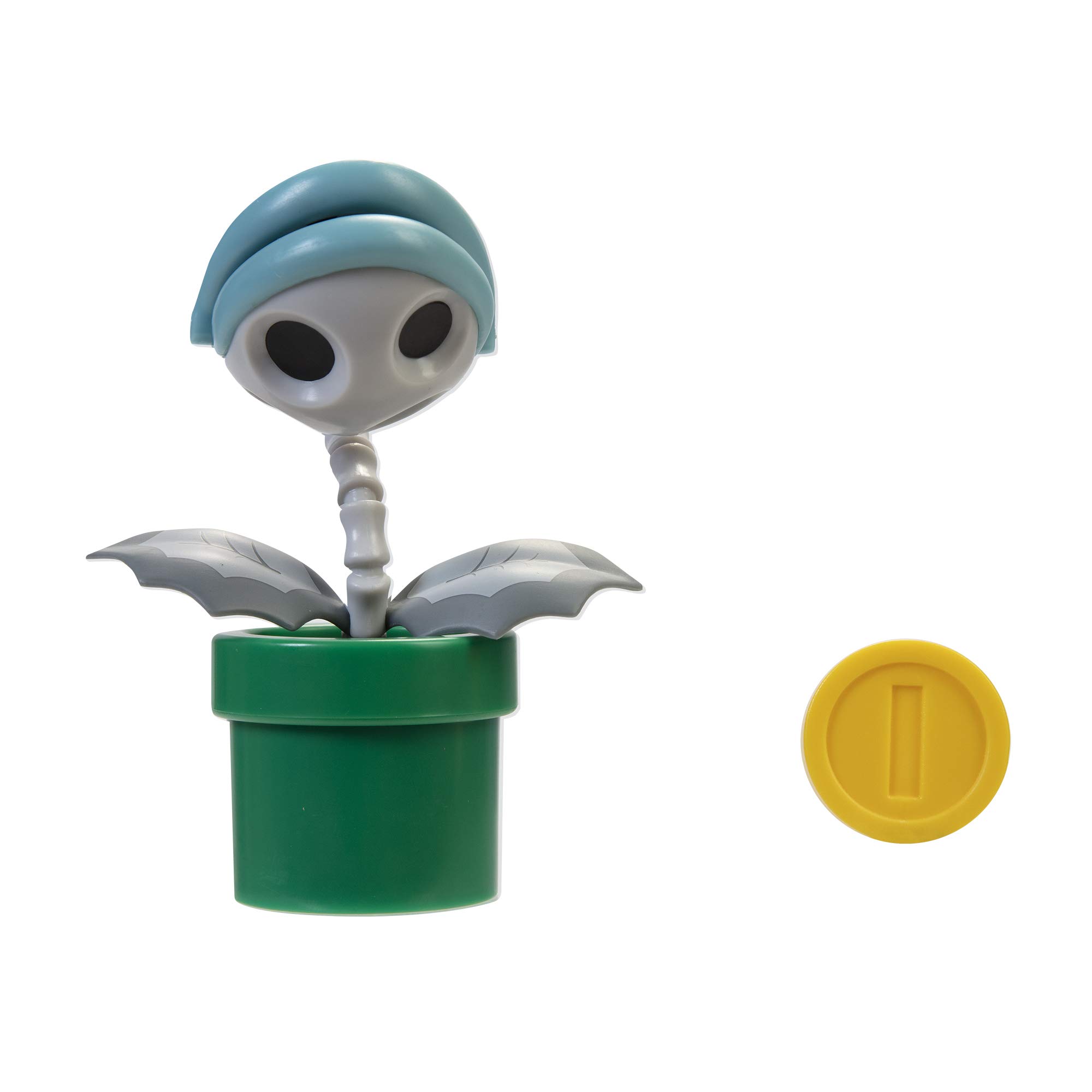 Super Mario Collectible Bone Piranha 4" Poseable Articulated Action Figure with Coin Accessory, Perfect for Kids & Collectors Alike! For Ages 3+
