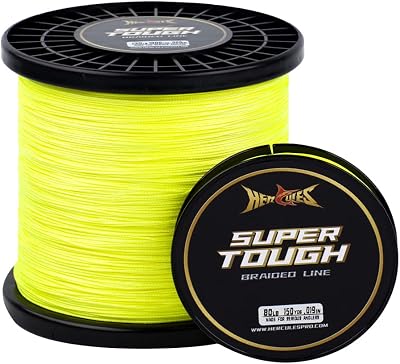 HERCULES 8lb Test Fluorescent Yellow 150 Yards Braided Fishing Line 4 Strands