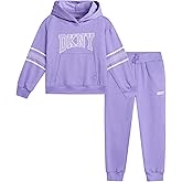 DKNY Baby Girls Pants Set - 2 Piece Fleece Pullover Hoodie and Girls Sweatpants - Cozy Sweatsuit Set for Infants and Toddlers