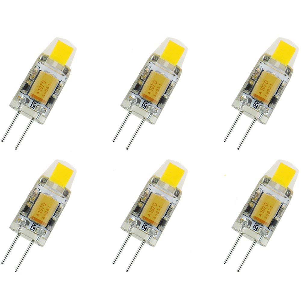 POCKETMAN 6Pcs Super Bright G4 LED 12V Lamp AC/DC 12v COB Led Bulb Light 2W Replace Halogen Lamp 360 Beam Angle Crystal LED Light Bulb Spotlight Cold White [Energy Class A+]