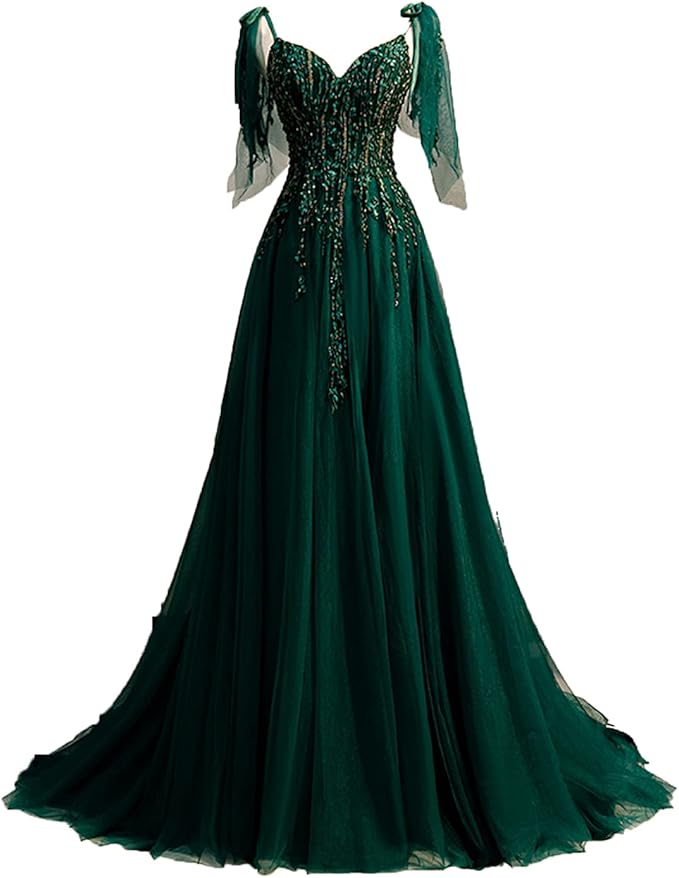 New Green Evening Dress Sexy VNeck Sleeveless ALine FloorLength