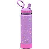 Takeya Actives Water Bottle with Straw Lid - Bottle with Double Stainless Steel Insulation - Dishwasher Safe & BPA-Free - Bottle with Straw Lid & Removable Bumper - 22 oz, Purple Love
