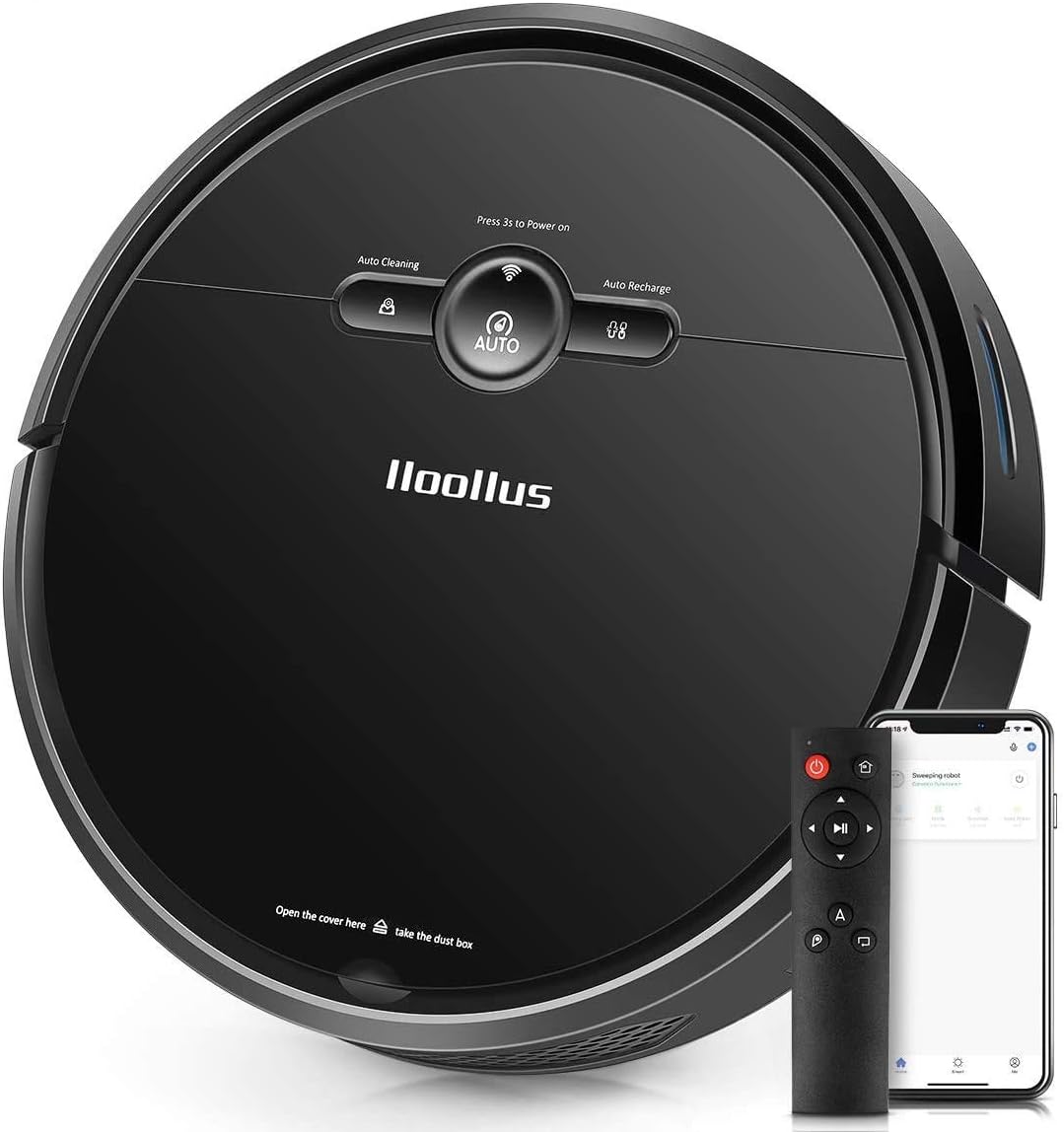 IIooIIus Robot Vacuum, 1800Pa Robotic Vacuum Cleaner(Slim), 110Mins Max Run Time, Automatic Self-Charging, Quiet Multiple Cleaning Modes, Best for Pet Hairs, Hard Floor & Medium Carpet: Kitchen & Dining