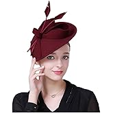 F FADVES Vintage Womens Dress Fascinator Wool Pillbox Hat Formal Church Wedding Tilt Hat