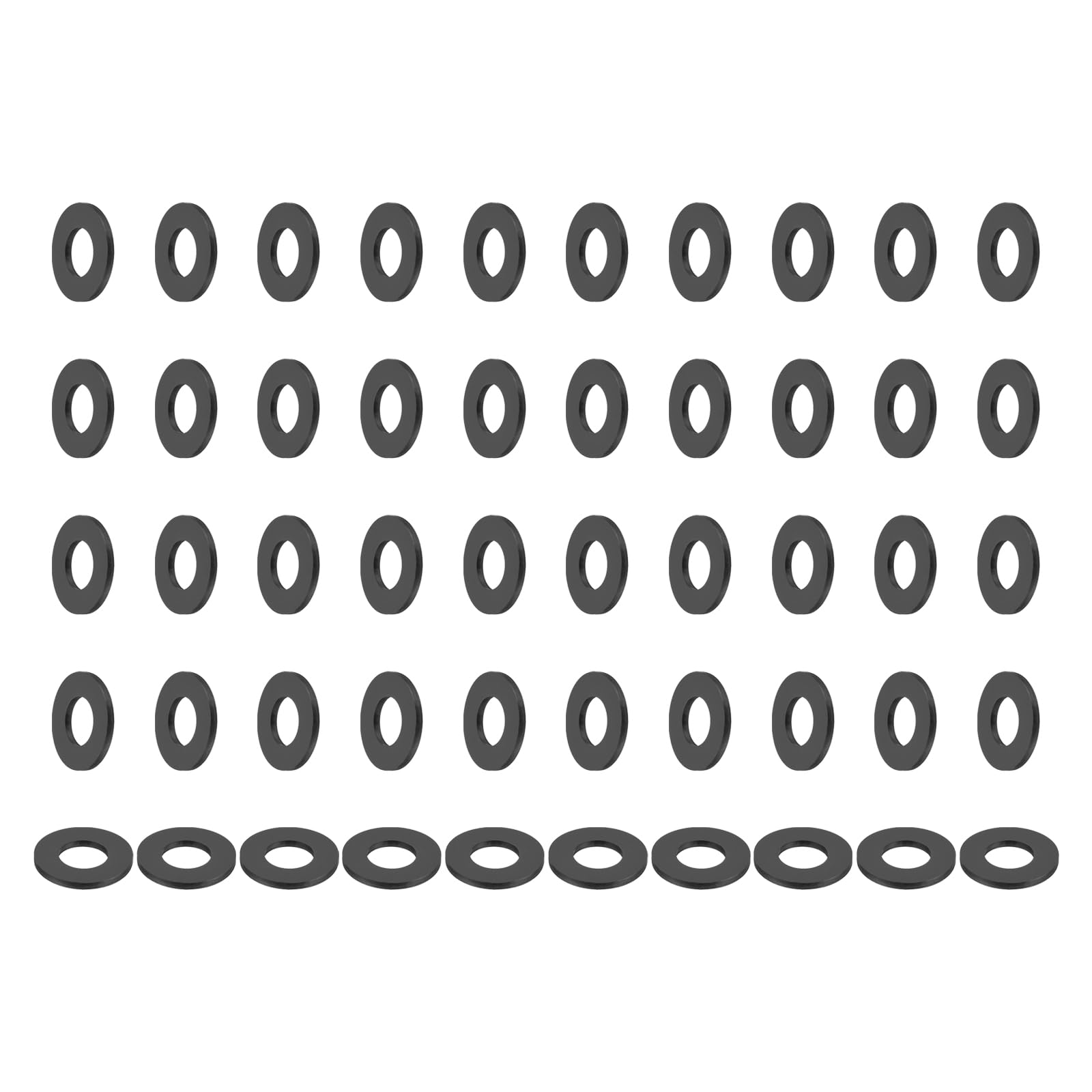 PATIKIL Nylon Flat Washers, 50 Pieces 0.47" ID 0.94" OD 0.08" Thickness Plastic Seal Gaskets Ring Flat Spacer for Sealing Plumbing Faucet Hose, Black