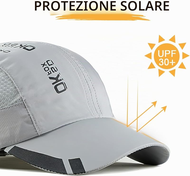 2 Confezioni Cappello da Baseball Uomo Donne, Sport Aperta Cappellino Visiera Asciugatura Rapida, Traspirante Leggero Pieghevole Cappellini da Sole Estivo Berretto Baseball Regolabile Snapback