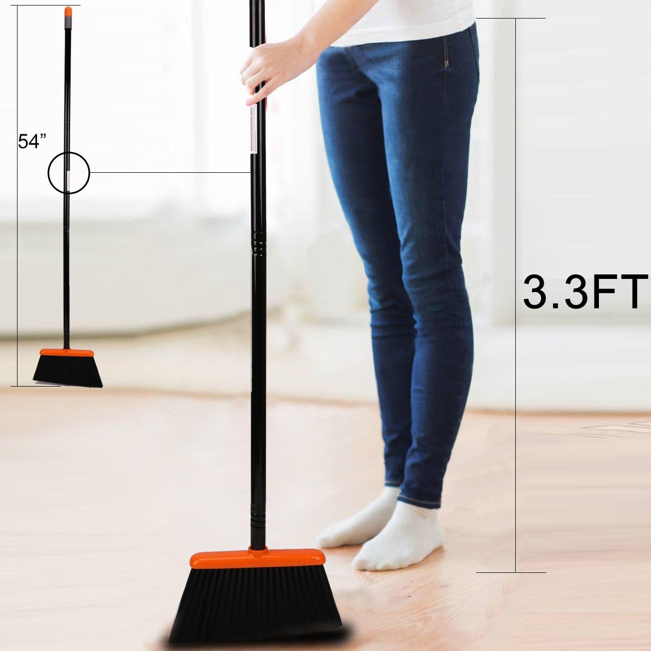 TreeLen Broom and Dustpan/Dustpan with Broom Combo with 52" Long Handle for Home Kitchen Room Office Lobby Floor Use Upright Stand Up Dustpan and Broom Set: Home & Kitchen