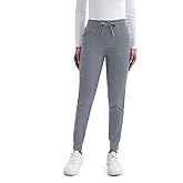 ComfyScrub Scrub Pants for Women- Slim Fit Jogger Pants with 5 Pockets, Soft Fabric Cargo Work Pant (US, Alpha, X-Small, Regular, Regular, Standard, Gray)