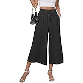 CZYINXIAN Womens Flowy Wide Leg Pants Casual Summer Beach Elastic Waist Trousers Trendy Business Work Pants with Pockets