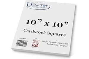 DESKTOP PUBLISHING SUPPLIES White Cardstock Squares - Square Card Stock Paper - Thick 80lb Cover - For Spin Art Refill, Scrapbooking, Invitations, & Crafts (10" x 10", 40 Pack)