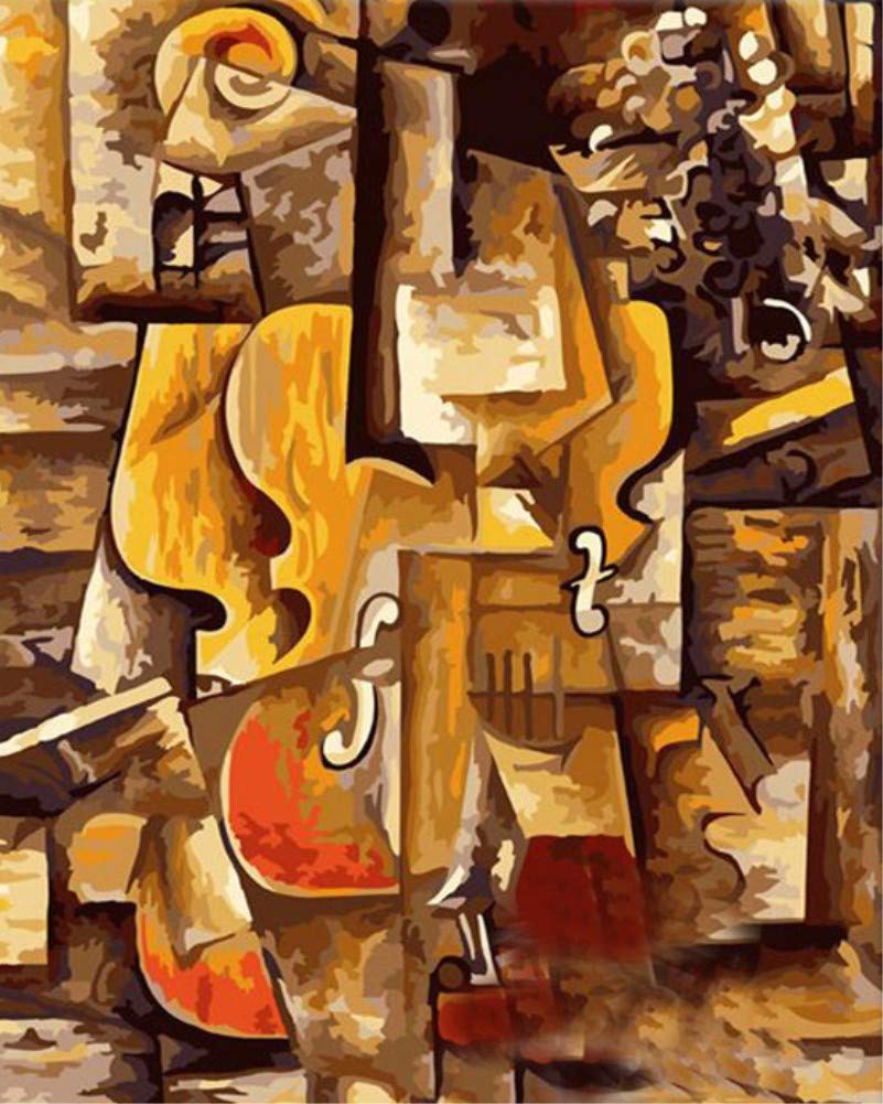 DIY Paint by Numbers for Adults Children, ABEUTY Abstract Music & Violin 16x20 inches Number Painting Art Therapy