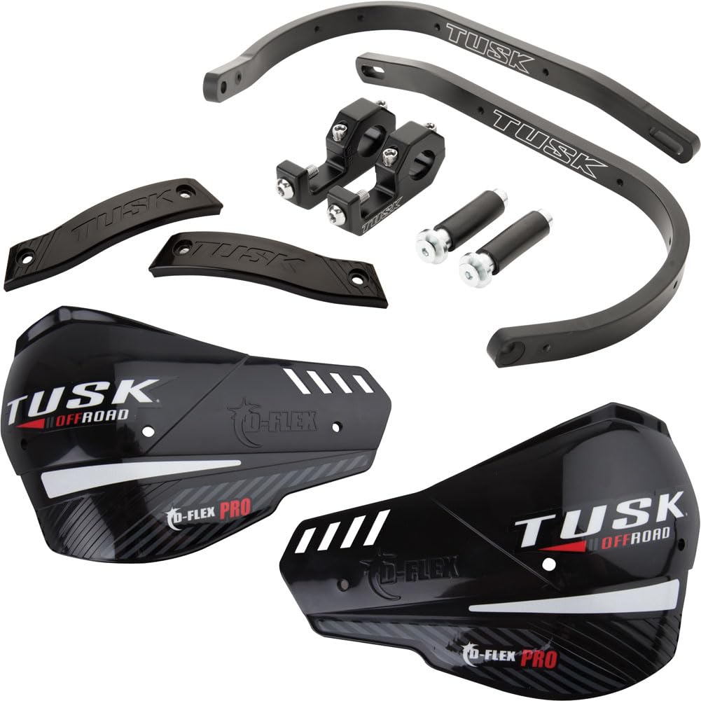 Photo 1 of Tusk D-Flex Pro Adventure Handguards – Black Aluminum Bar/Black Shields – Universal Fit – Fits 1 1/8" Handlebars - Compatible with Yamaha Tenere 700 2021-2023-Compatible with KTM 790/890