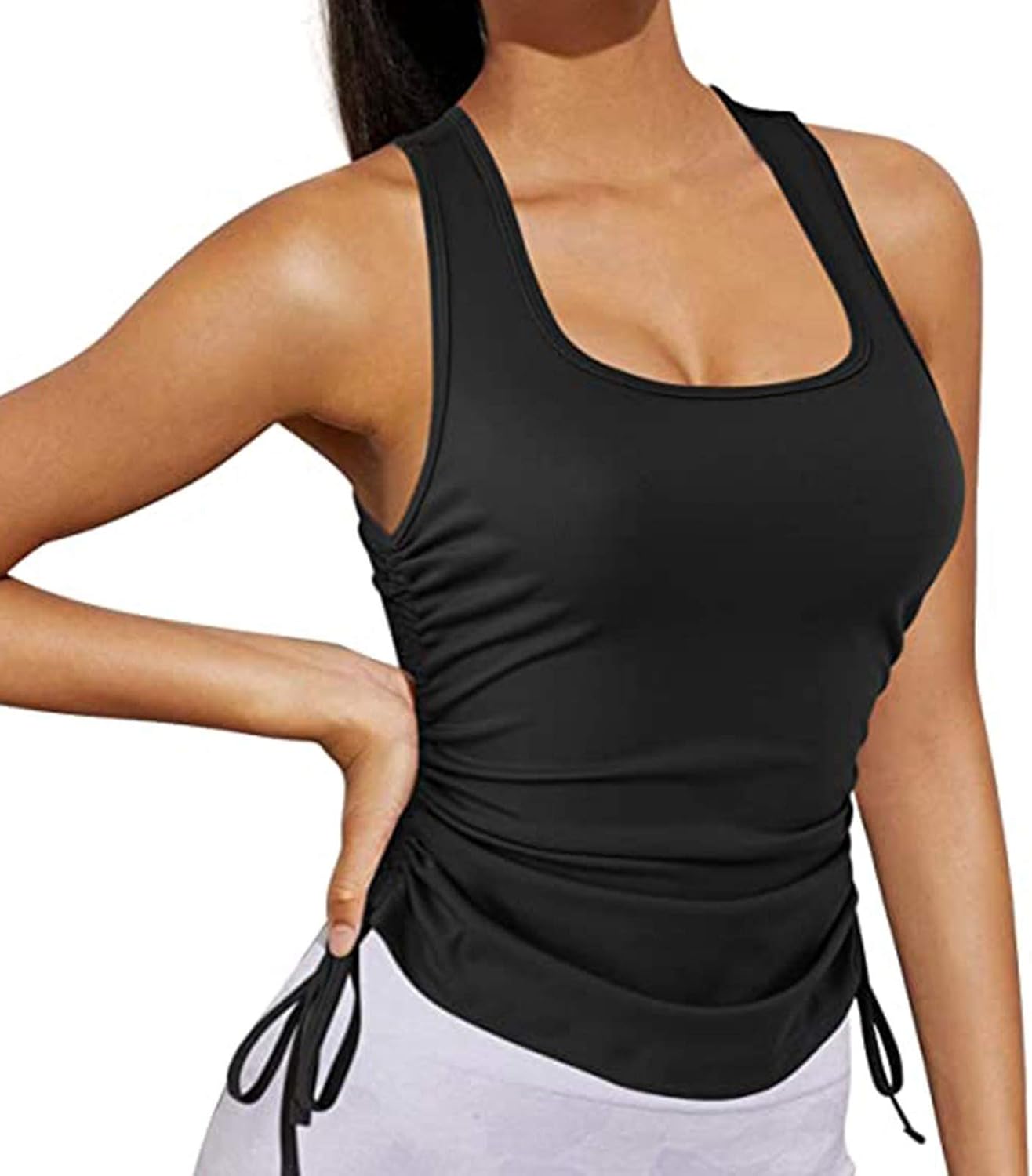 Women's Workout Tops,U Neck Sleeveless Tank Top,Casual Relaxed Yoga