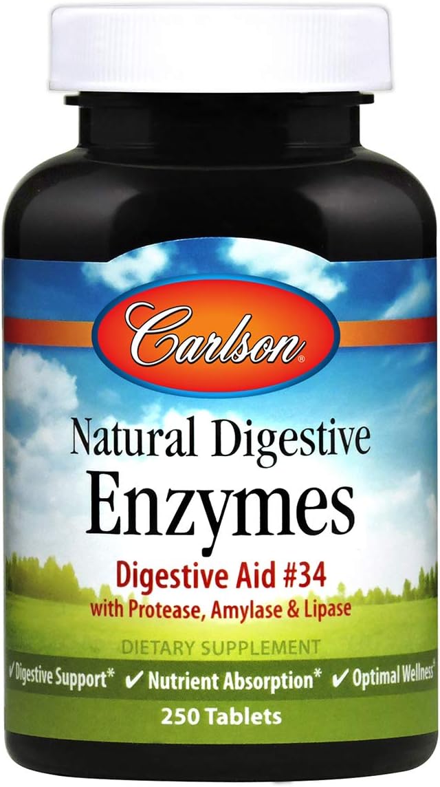Carlson labs digestive aid #34, Food enzymes, 250 tablets (088395066429)