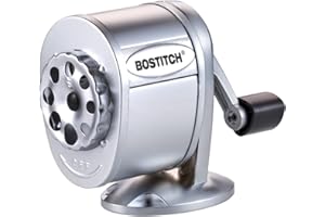 Bostitch Metal Manual Pencil Sharpener, Silver (MPS1-CH)