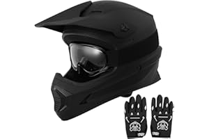 TCT-MOTORPARTS DOT Youth Kids Dirt Bike Full Face Helmets Motocross Motorcycle ATV Offroad Four Wheeler Matte Black X-Large Size