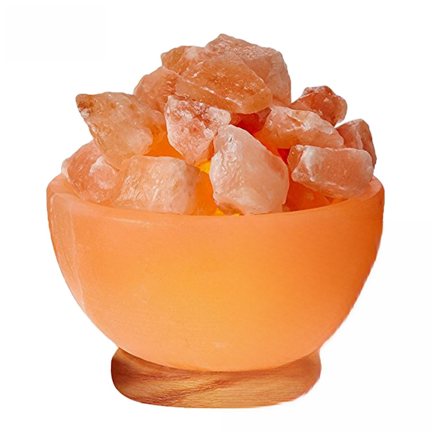Photo 1 of Himalayan Glow Natural Pink Salt Bowl Night Lamp with Crystal Chunks | Hand-Carved Himalayan Salt Lamp for Air Purification and Calming Ambiance
