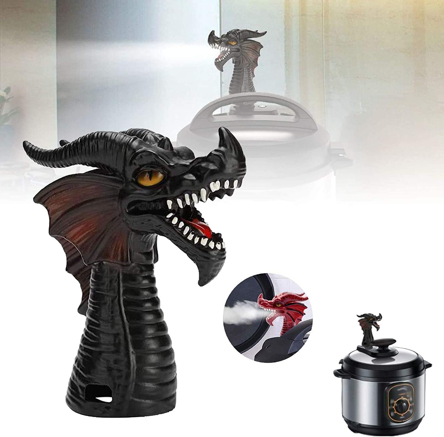 MKSENSE Fire-Breathing Dragon Original Steam Release Accessory Steam Diverter for Pot Pressure Cooker Kitchen Supplies (1 pcs Black)