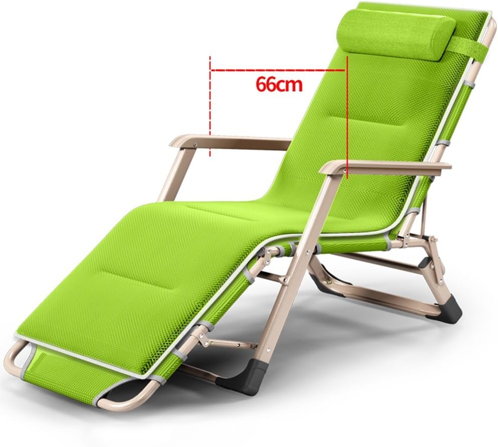 ZHIRONG Sun Loungers Balcony Chairs Fold Siesta Chair Summer Beach Chair Adjustable Armchair Portable Garden Chair Removable Cushion (Color : Green)