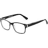Foster Grant mens Tristan Pop of Power Bifocal Style Blue Light Reading Glasses, Shiny Black, 52mm US
