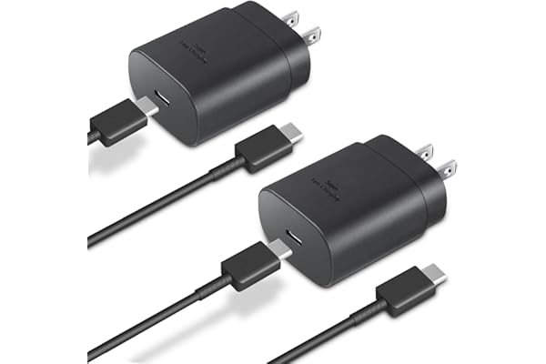 Type C Charger, 2-Pack 25W Type C Super Fast Charging Block with 6ft USB C Charger Cable Compatible with Galaxy S23 Ultra/S23+/S22/S21/S20/Phone 15/15 Plus/15 Pro Max