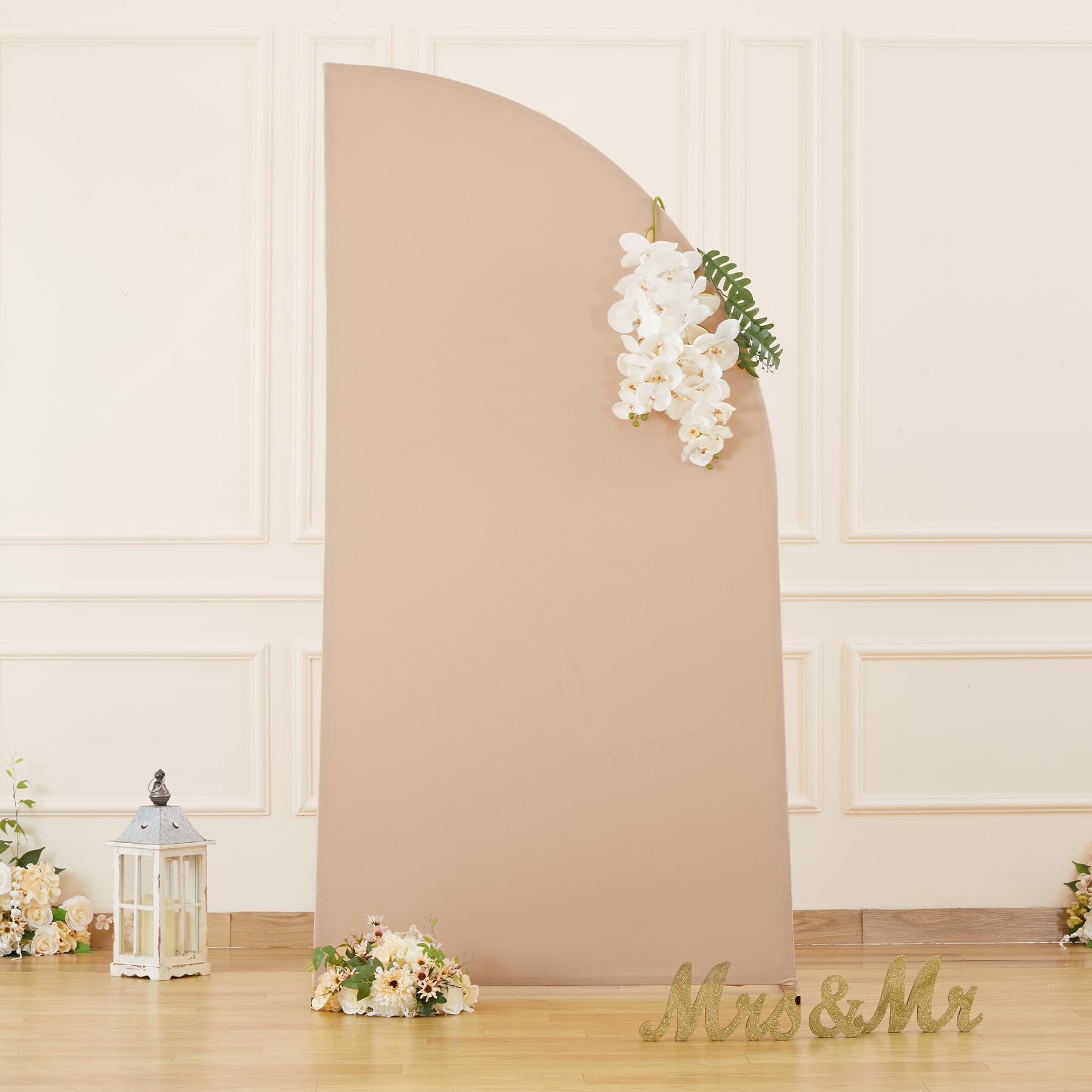 Photo 1 of Nude Half Moon Arch Cover Wedding Arch Backdrop Backdrops for Weddings Parties Baby Showers Event 6ft(Nude,6x3ft)