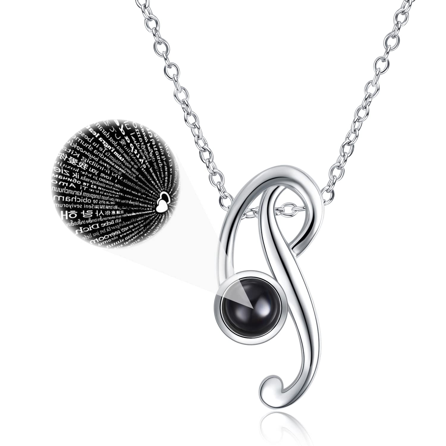 WINNICACA 100 languages I Love You Necklace Initial Letter P Sterling Silver Pendant for Christmas Gifts