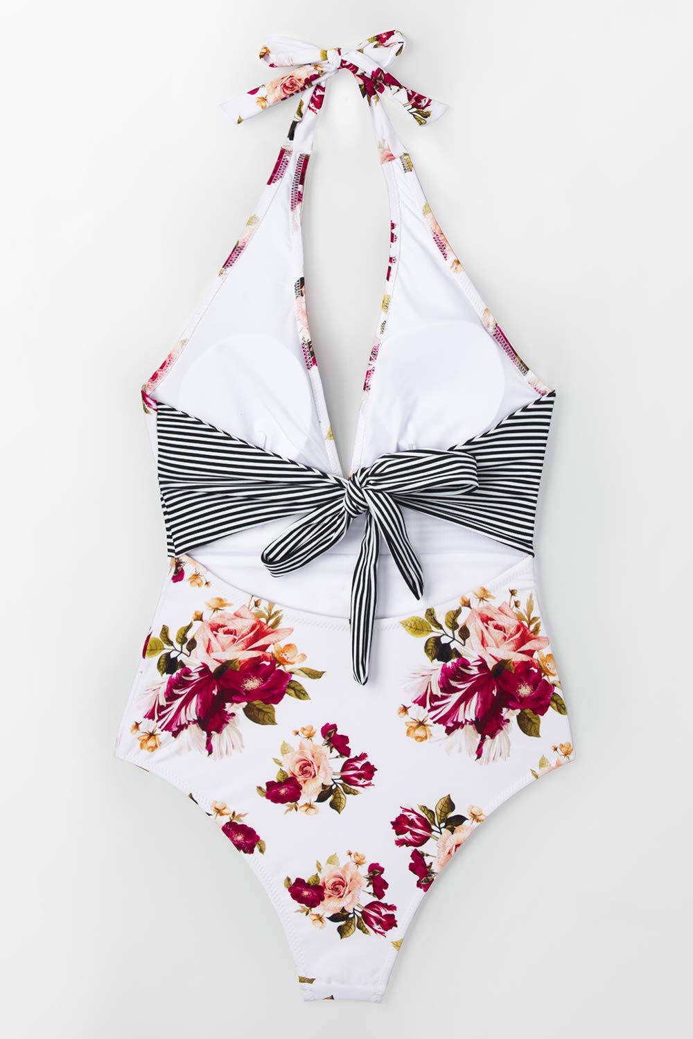 CUPSHE Women's One Piece Swimsuit Halter Tie Back Floral Print