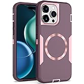 showdd Designed for iPhone 14 pro max Case, Drop Protection Heavy Duty,Compatible with MagSafe,Dustproof,No Fading, No Yellowing,for Men Women, Purple Rose Gold