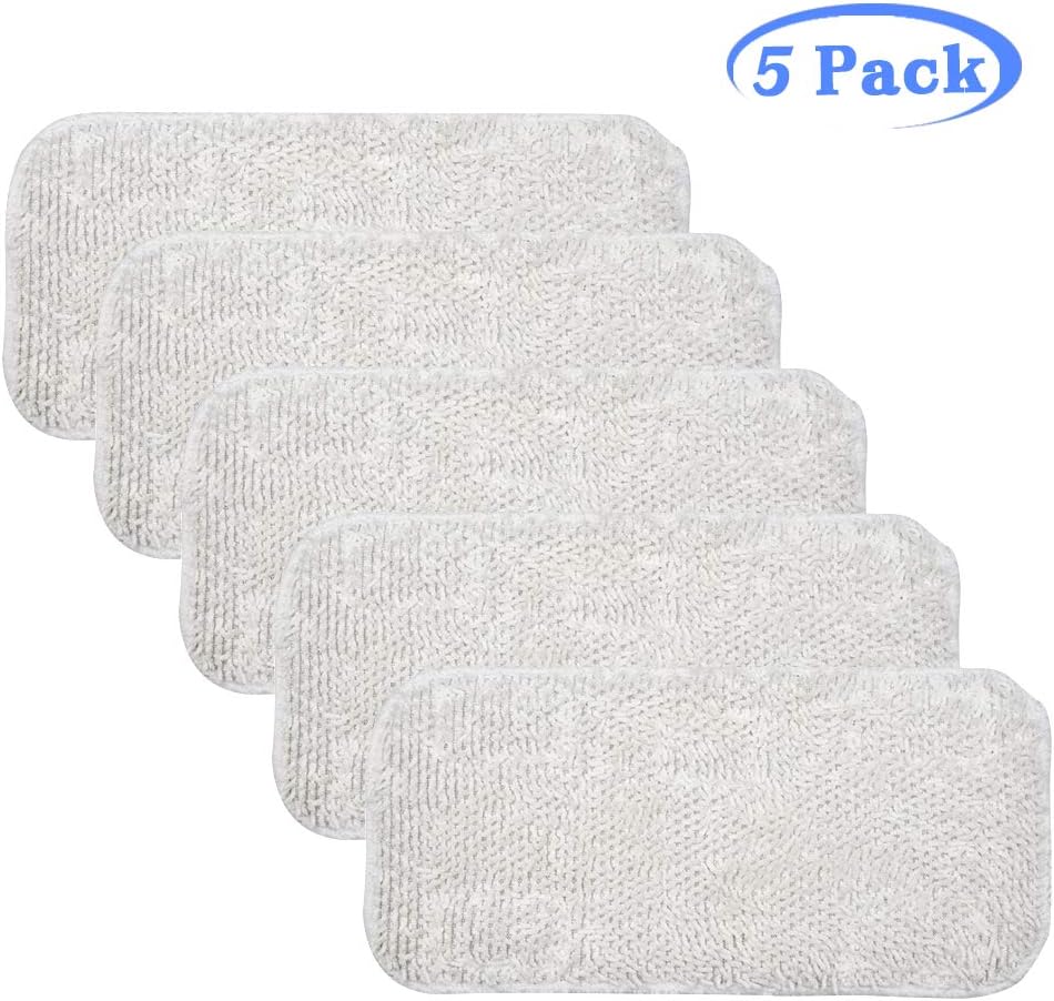 Hycles Replacement Sienna Luna Cloth Pads Microfiber Mop Pads for Steamer Head SSM-3006 Washable Cleaning Pads for Floor 5 White Pack