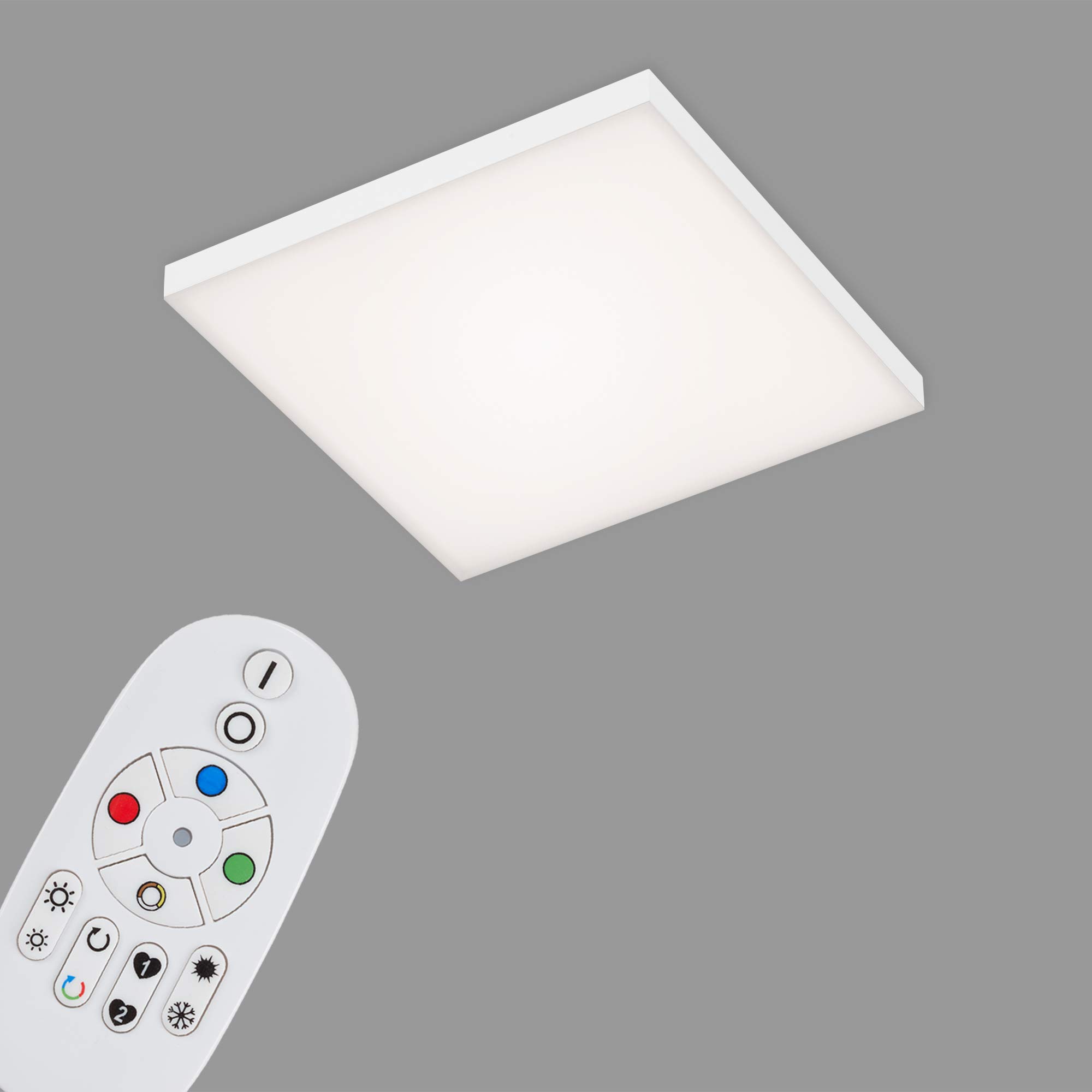 BRILONER Leuchten - LED Panel, dimmable LED Ceiling Light, Frameless, Colour Temperature Control, RGB,incl. Remote Control, 16 Watts, 1,800 Lumens, White, 295x295x57mm (LxBxH)