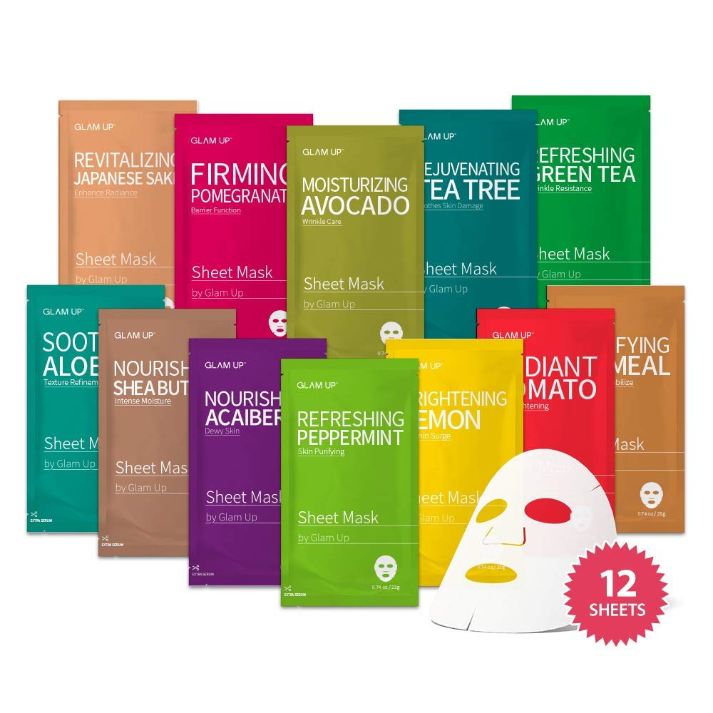 GLAM UP Facial Premium Sheet mask Nature 12 Variation Recipe Korean Sheet Mask Variation Package Boosting Treatment Solution Mask Pack
