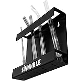 SINNNBLE Straw Holder for Cabinet Door, Reusable Straw Storage with Draining Feature, Kitchen Wall Mount Organizer (Black)