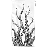 HGOD DESIGNS Octopus Tentacle Hand Towels Deep Sea Monster Ocean Squid Animal Grey Foot Soft Hand Towel for Bathroom Kitchen Yoga Gym Decorative Towels 15"X30"