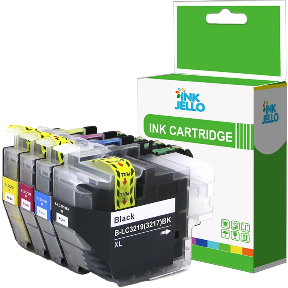 InkJello Ink Cartridge For Printer, Compatible With Brother MFC-J5330DW MFC-J5335DW MFC-J5730DW MFC-J5930DW MFC-J6530DW MFC-J6930DW MFC-J6935DW MFC-J6935DWF LC3219XL (BK,C,M,Y, 4-Pack)