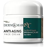 Derm Le Mar 2x Anti-Aging Face Cream - 2 Month Supply - Improved Formula w/Vitamin C, A & E - Aid Healthy Collagen Levels - Help Protect Skin Stem Cells, Reduce Wrinkles Appearance, & Fade Age Spots