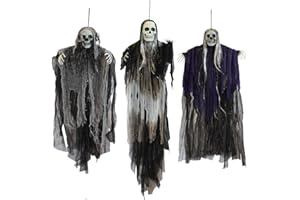 JOYIN 3 Pack Hanging Halloween Skeleton Ghosts Decorations, Grim Reapers for Best Halloween Outdoor Decorations