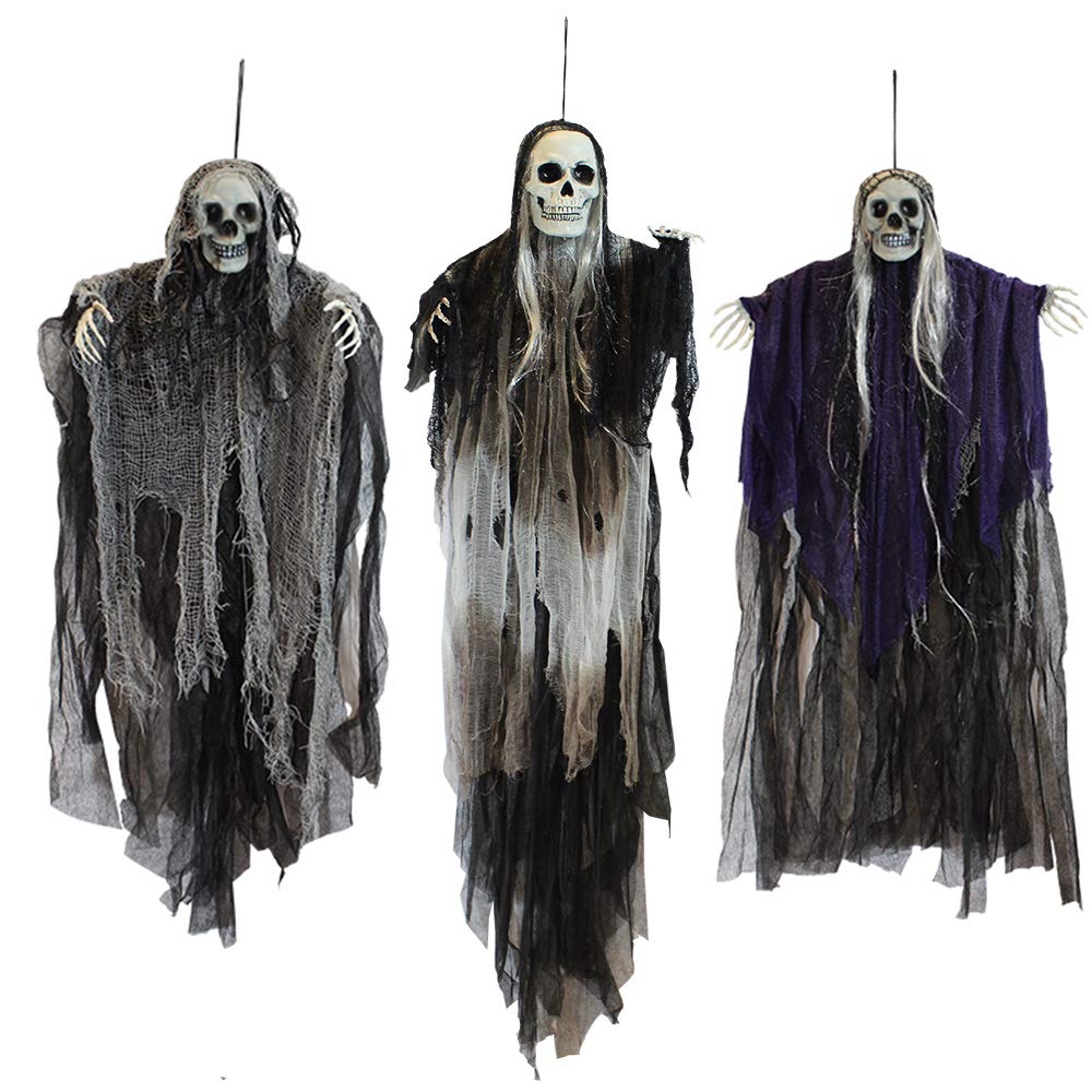 Photo 1 of JOYIN 3 Pack Hanging Halloween Skeleton Ghosts Decorations, Grim Reapers for Best Halloween Outdoor Decorations
