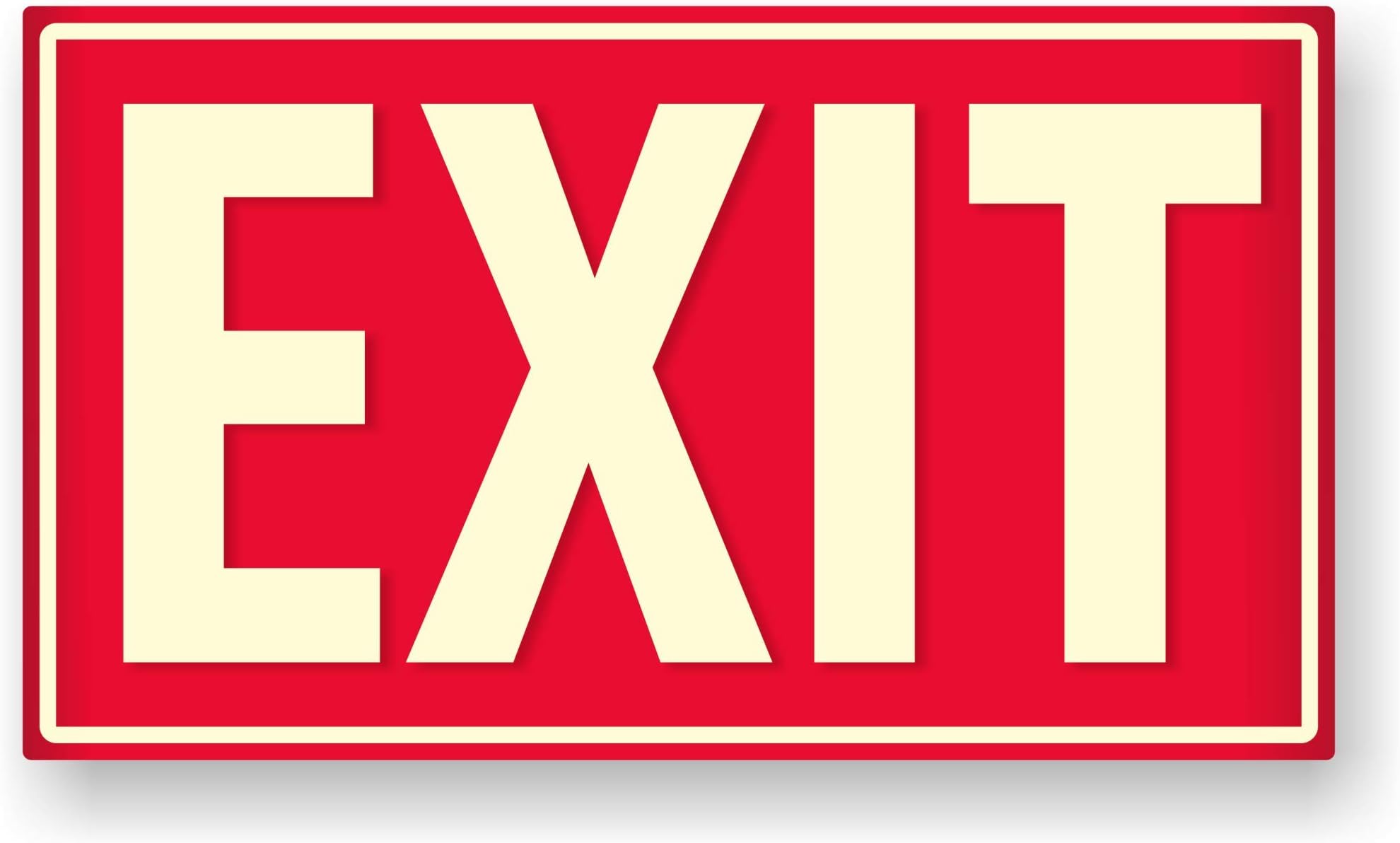 Photoluminescent Exit Sign (Red) / UV Inks on Aluminum | HEAT Resistant | COLD Tolerant | WEATHER Proof. - MADE IN USA - NightBright USA Part Number XTR-025
