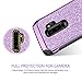 GUAGUA Galaxy S9 Plus Case Kickstand Slim Glitter Sparkly 2 in 1 Hybrid Hard PC Cover with Bling Faux Leather Girls Women Shockproof Protective Tough Phone Case for Samsung Galaxy S9 Plus(2018) Purple