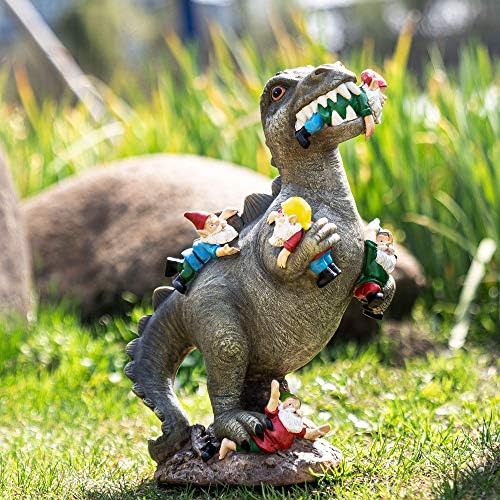 SOWSUN Backyard Gnome Statues Out of doors Decor, Dinosaur Consuming Gnomes Backyard Artwork Out of doors for Fall Winter Backyard Decor ,Out of doors Statue for Patio,Garden ,Yard Artwork Ornament , Housewarming Backyard Reward