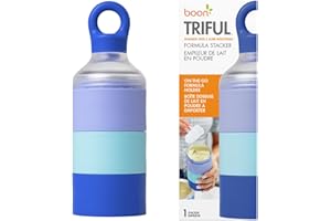 Boon Triful Baby Formula Dispenser On The Go - Insulated Stainless Steel Formula Containers with Stacking Design - Baby Bottle-Feeding Supplies for Travel - Blue