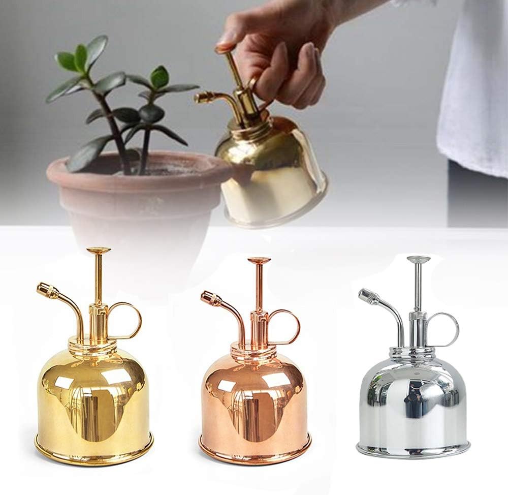300ml Plant Mister,Plant Mister Spray Bottle,Mini Copper Spray Bottle,Small Watering Can Plant Spritzer with Top Pump, Watering Device for Flowers Potted Plants