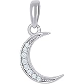 Jewels By Lux Sterling Silver Unisex Cubic-Zirconia Moon Celestial Charm Pendant